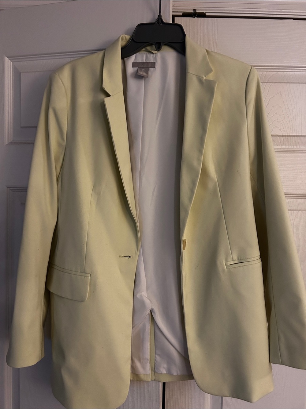 Women's Pastel Yellow green Single-Button Blazer